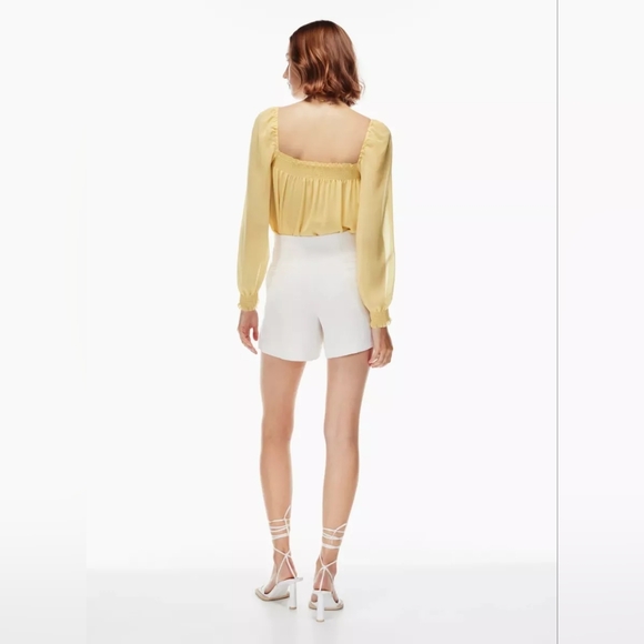 Aritzia Wilfred ALANA BLOUSE Chiffon Smocked Square Neckline Size S - Picture 5 of 11